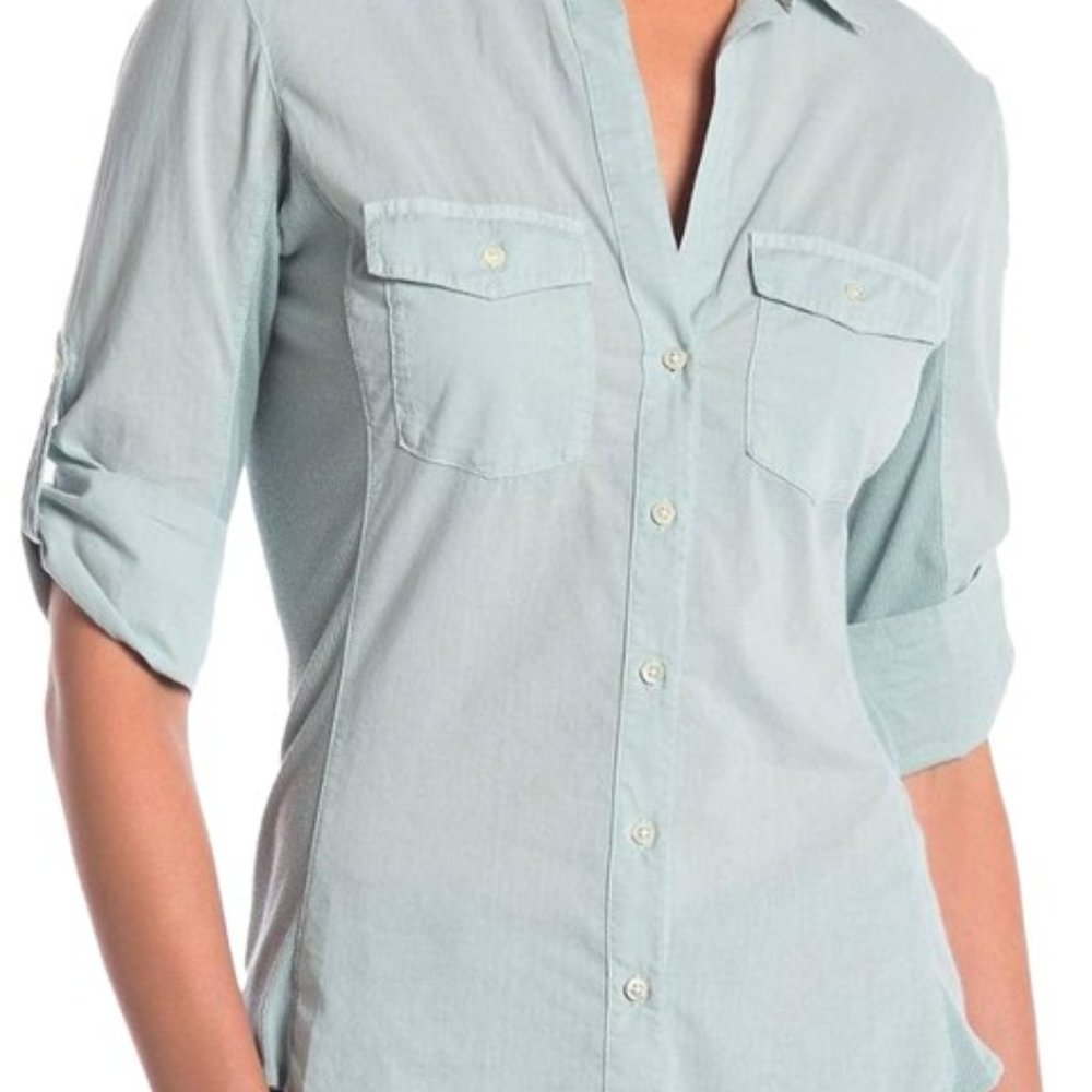 James Perse Ribbed Panel Button Front Top - Size 1